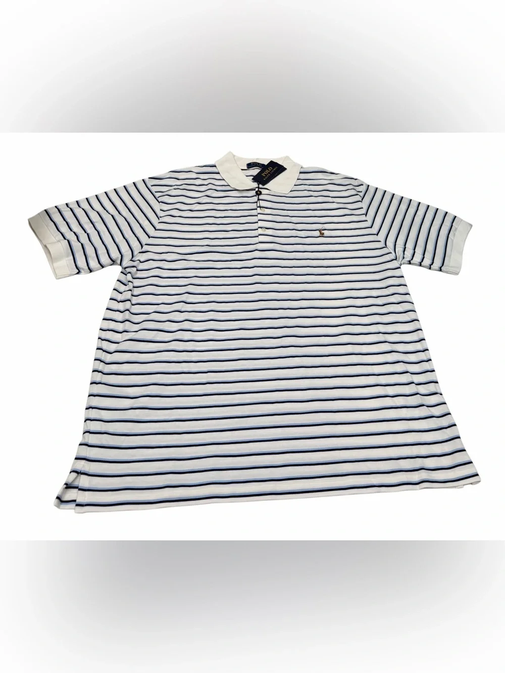 Polo Ralph Lauren Men’s White/Navy Classic 100 Cotton Striped Polo Size 3XB NWT
